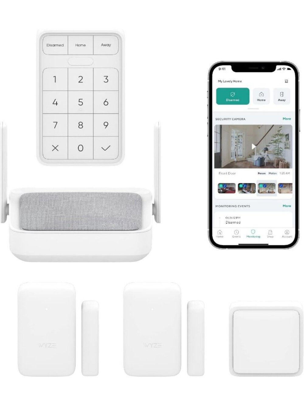 Home Security System Kit with Hub, Keypad, Motion & Entry Sensors - 3 Months